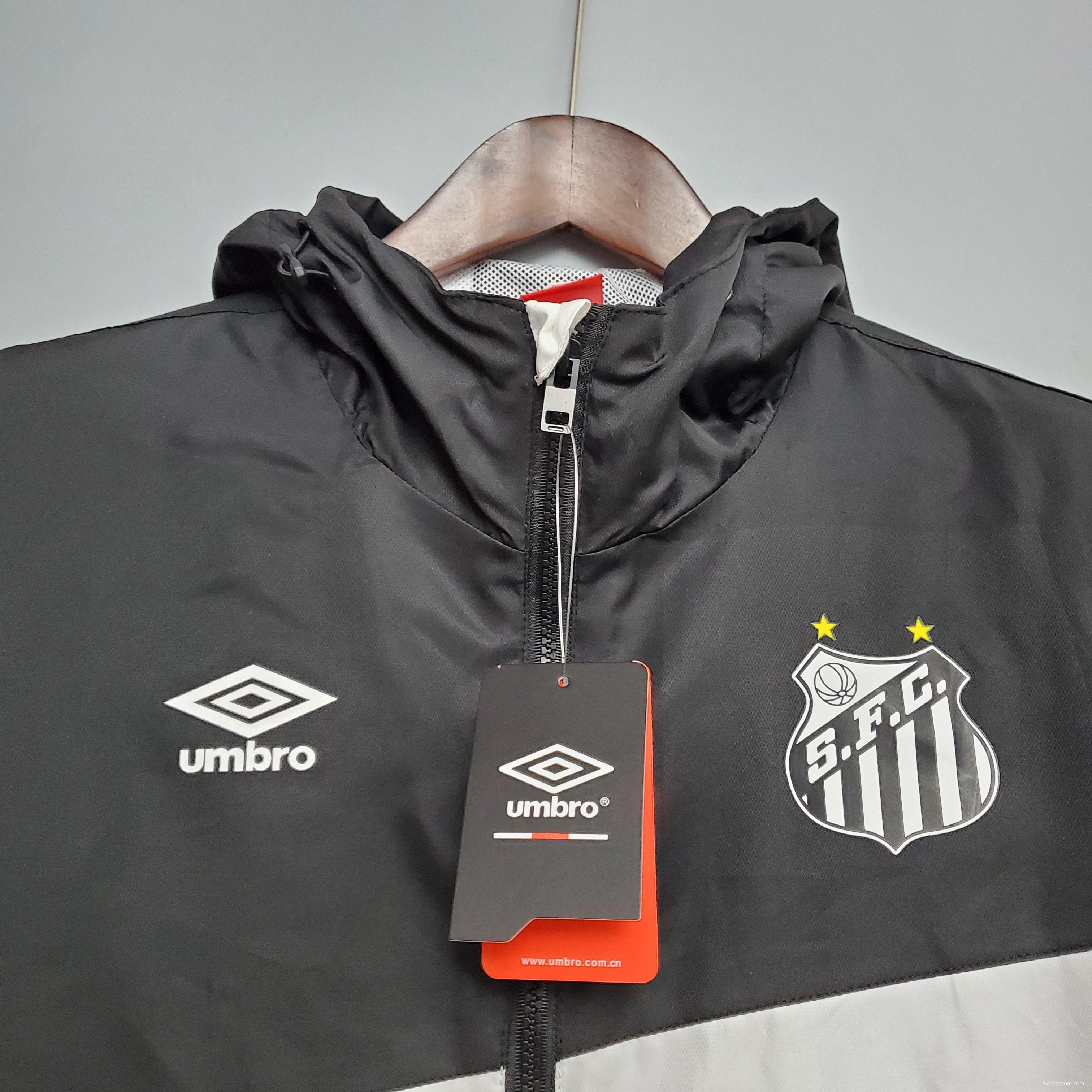 Windbreaker Santos Black and White Soccer Jersey