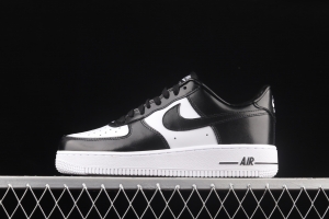 NIKE Air Force 1x07 Low black and white lacquered leather low-top casual board shoes AQ4134-100