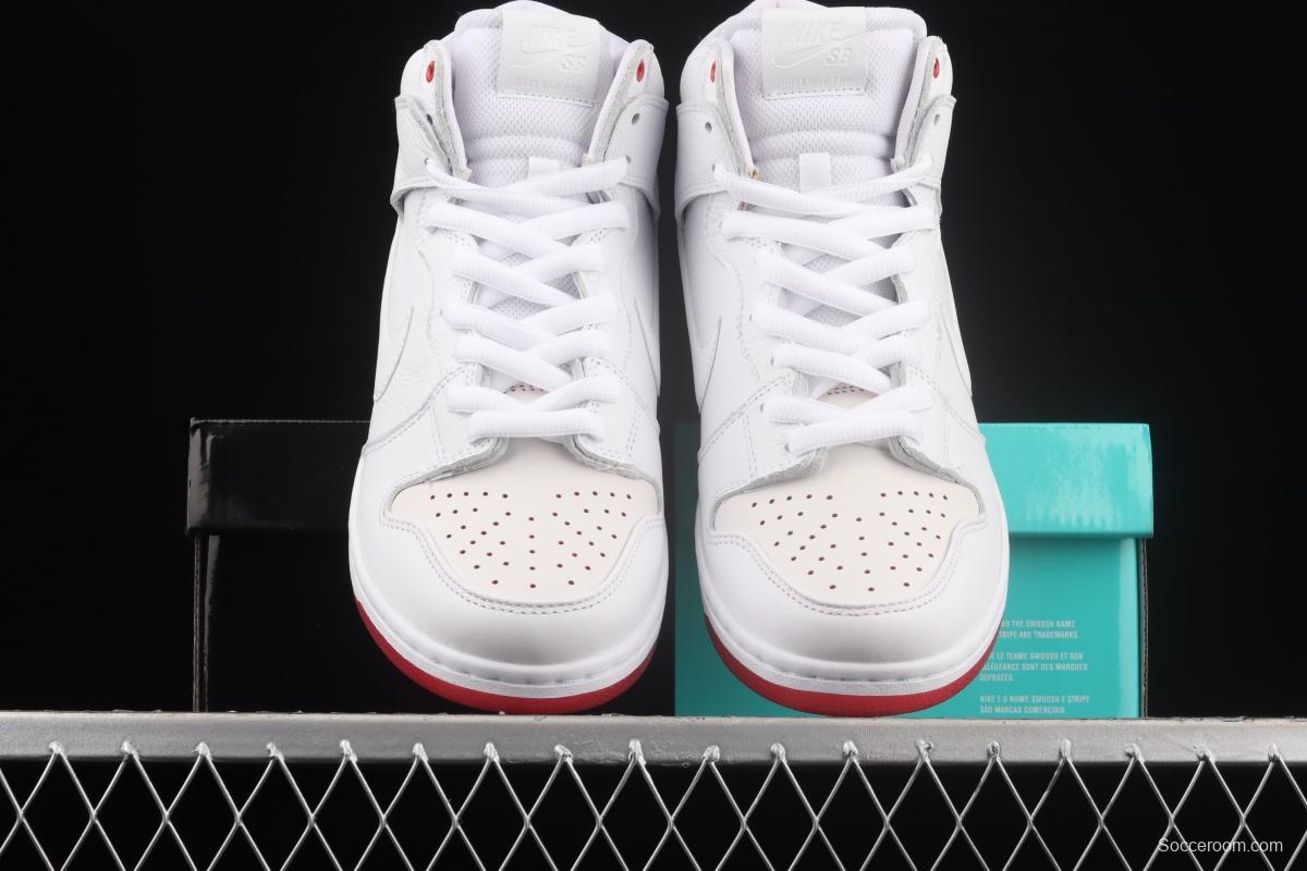 NIKE DUNK SB Zoom High Pro Qs white and red scraping, white coconut SB crushing rebounds, high upper shoes AH9613-116