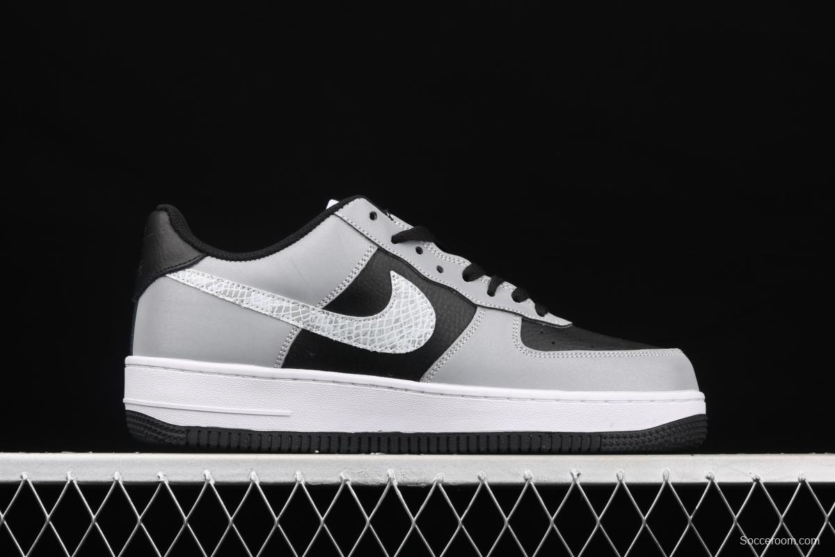 NIKE Air Force 1 Low 3M reflective serpentine hook low side sports leisure board shoes DJ6033-001