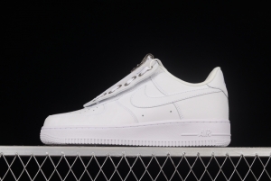 NIKE Air Force 1'07 Low Shroud zipper all white low-top casual sneakers DC8875-100