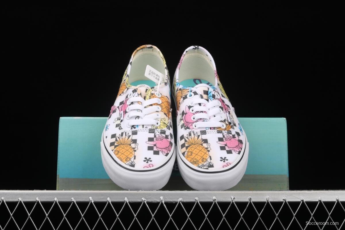 SpongeBob x Vans Authentic color printing cartoon limited edition low-top casual board shoes VN0ASHZSZAS