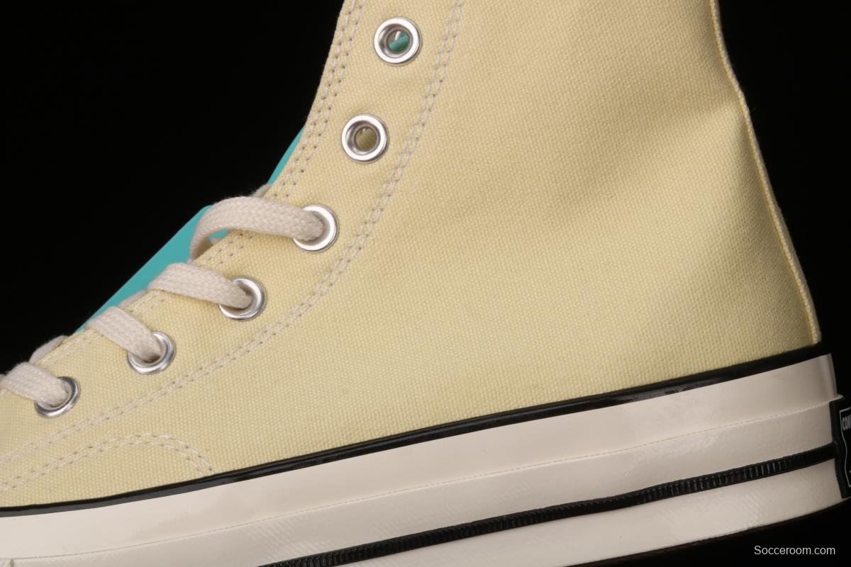 Converse 70s spring new color environmental protection cream yellow high top leisure board shoes 170795C