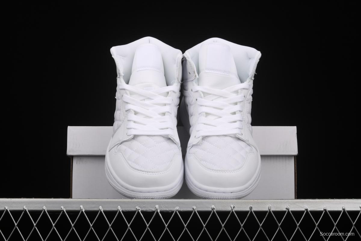 Air Jordan 1 Mid Quilted White Little Chanel Leisure Sport Board shoes DB6078-100