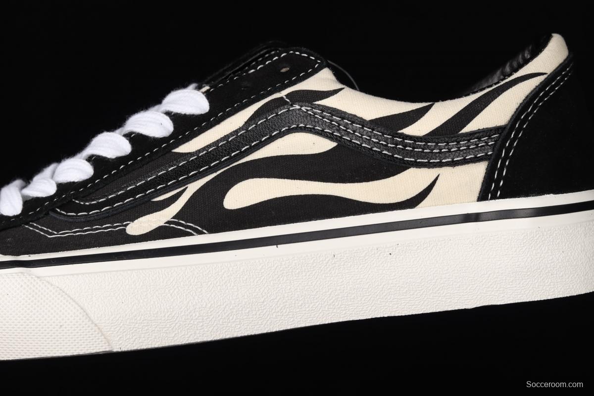 Vans Style 36 half-moon Baotou black-and-white flame low-top sports shoes VN0A3ZCJROF