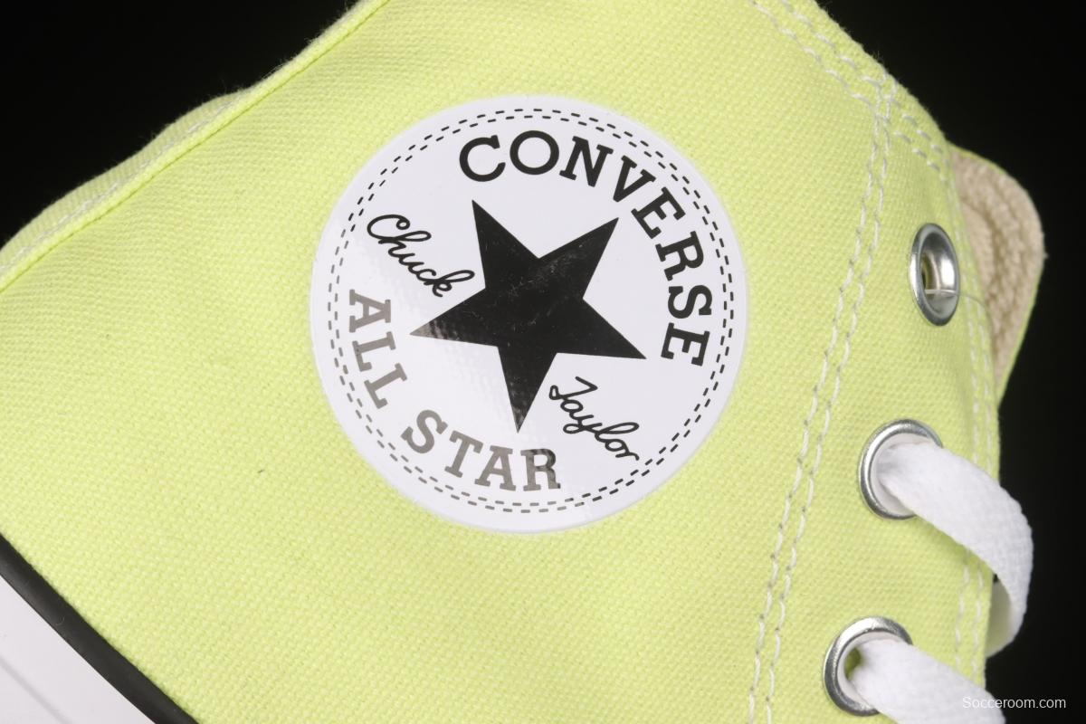 Converse All Star light colors are lemon yellow high top fashionable canvas shoes 170154C