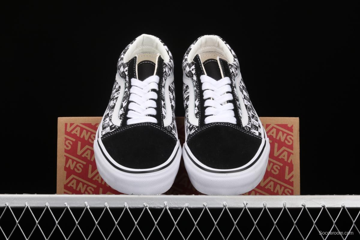 Vans Old Skool Vance black and white graffiti printed low upper canvas board shoes VN000D3HY28