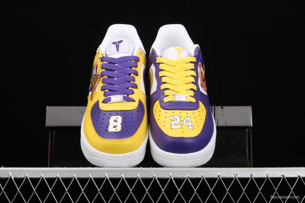 NIKE Air Force 1: 07 co-signed Kobe Bryant Lakers LA white and purple shoes with yellow color low-top casual shoes 315122-118