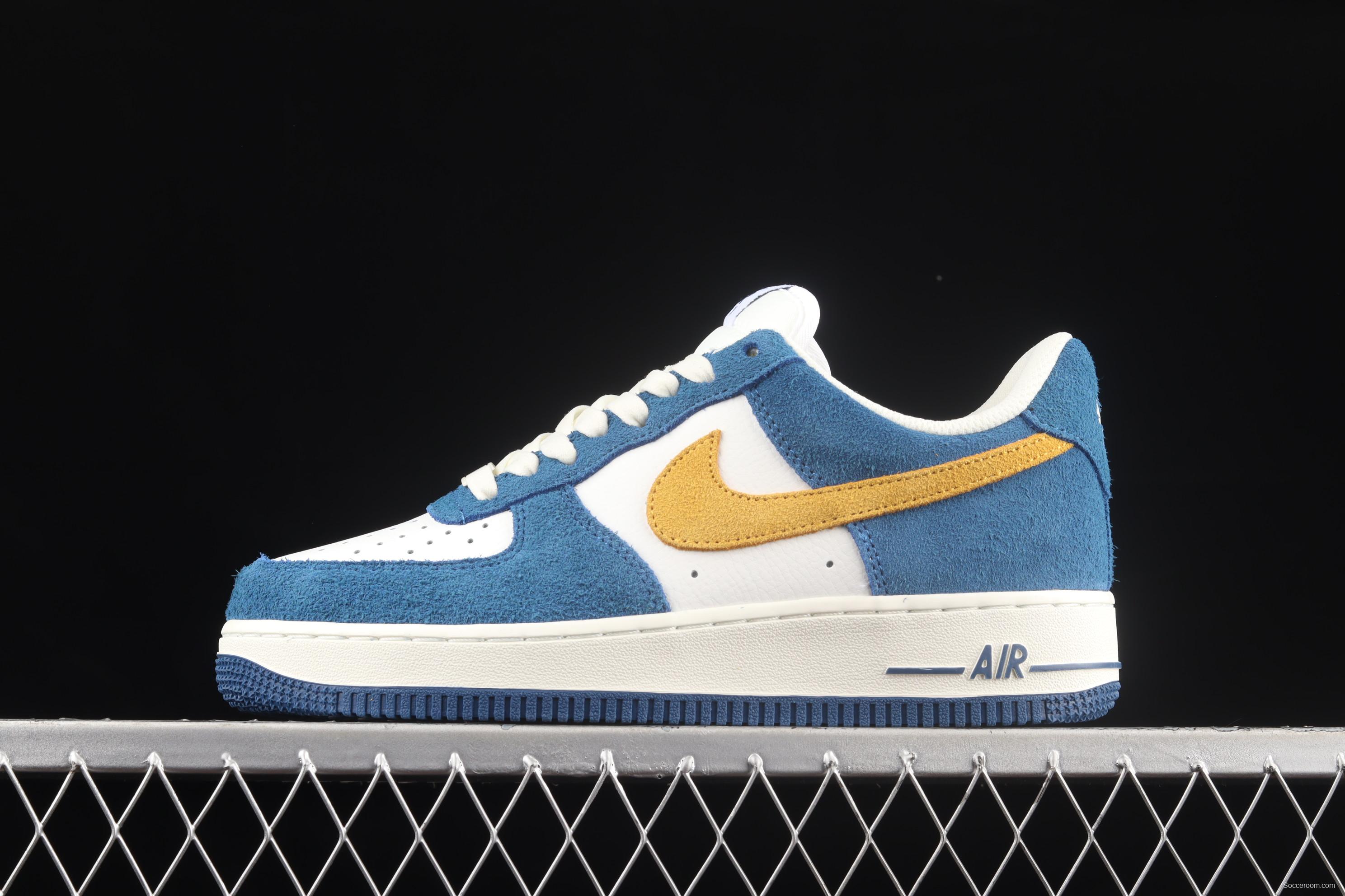 NIKE Air Force 1x07 Low blue, white and yellow color low-top casual board shoes BQ8988-103