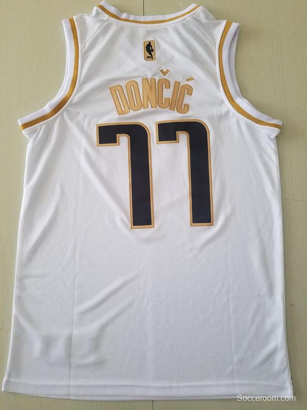 Luka Dončić 77 White Golden Edition Jersey