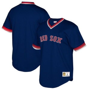 Men's Navy Cooperstown Collection Mesh Wordmark V-Neck Throwback Jersey