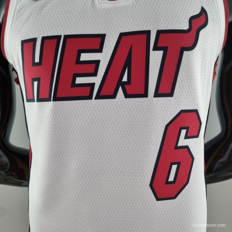 75th Anniversary Miami Heat JAMES #6 White NBA Jersey