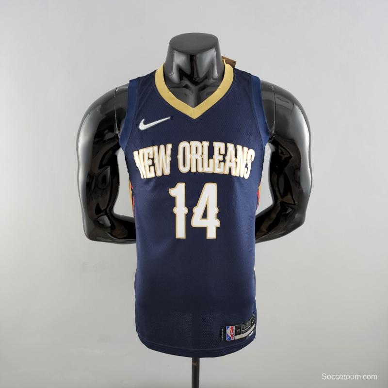 75th Anniversary New Orleans Pelicans Ingram #14 Navy Blue NBA Jersey