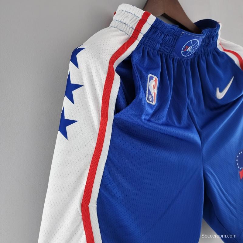 75th Anniversary Philadelphia 76ers NBA Shorts Blue White