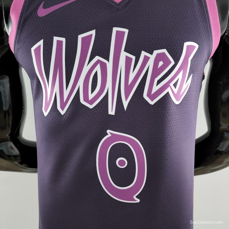 Minnesota Timberwolves RUSSELL#0 Black And Purple NBA Jersey