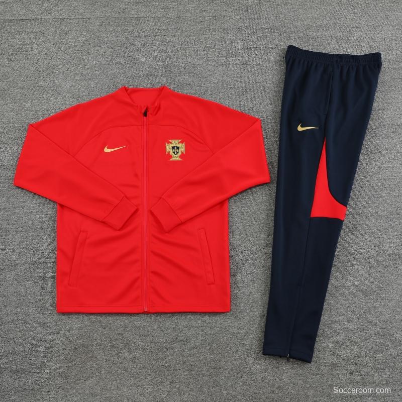 2022 Portugal Red Full Zipper Tracksuit