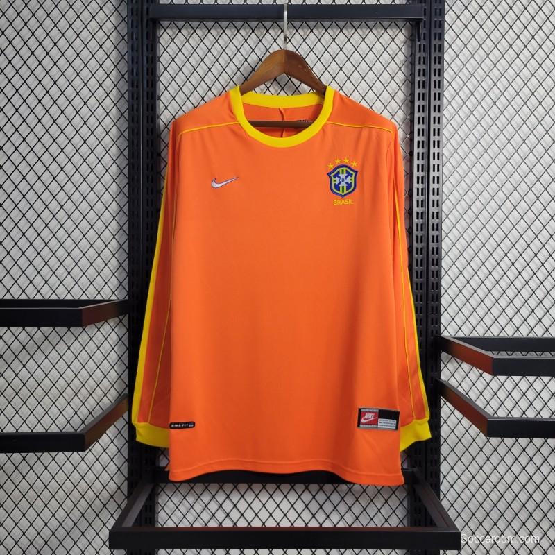 Retro Long Sleeve 1998 Brazil Goalkeeper Orange Jersey