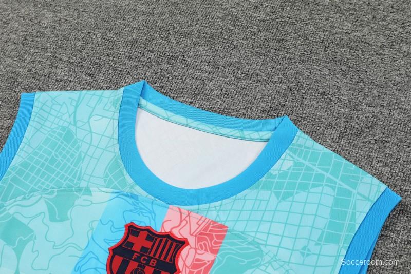 23-24  Barcelona Sky Blue Vest Jersey+Shorts