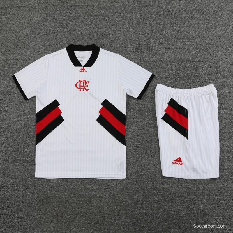 23-24 Flamengo White Remake Icon White Short Sleeve Jersey+Shorts