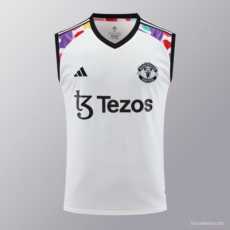 24/25 Manchester United White Vest Jeresy+Shorts