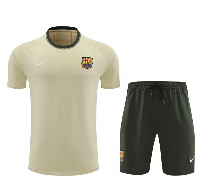 23/24 Barcelona Beige Cotton Short Sleeve Jersey+Shorts