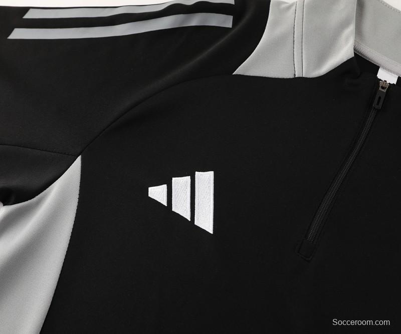 2024 Adidas Black/Grey Half Zipper Jacket +Long Pants