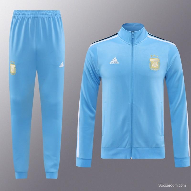 2024 Argentina Blue Full Zipper Jacket +Long Pants