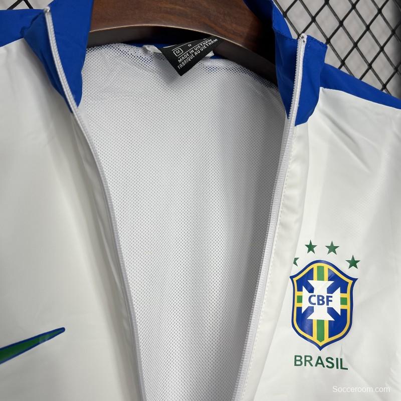 Retro 1994 Brazil White Windbreaker