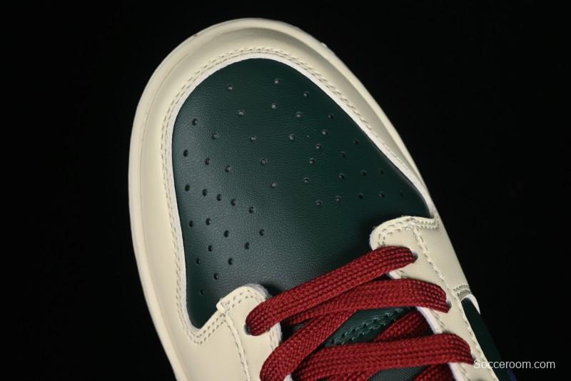 Nike SB Dunk Low Retro Skateboarding Shoes with Gorge Green and Red Swoosh Design - FV8106-361