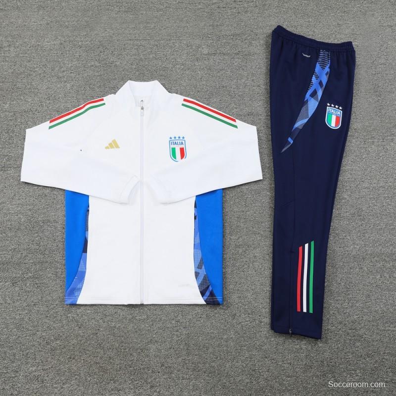 2024 Italy White Full Zipper Jacket +Long Pants