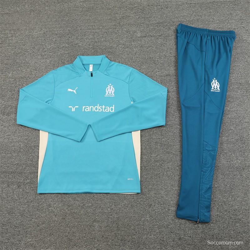 24/25 Olympique Marseille Lake Green Half Zipper Jacket+Long Pants