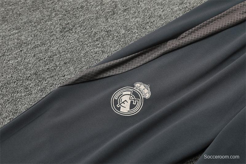 24/25 Real Madrid Khaki Half Zipper Jacket+Long Pants
