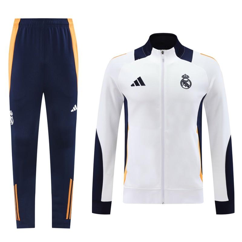 24/25 Real Madrid White Full Zipper Jacket +Long Pants