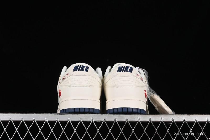 Nike SB Dunk Low Stussy Collaboration - Off White Floral Swoosh Anniversary High-End Custom Low-Top Casual Skate Shoes - XY1688-001