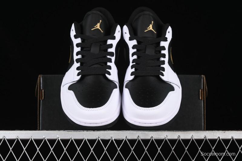 Nike Air Jordan 1 Low AJ1 Black White Gold Hook Basketball Shoes - 553558-172