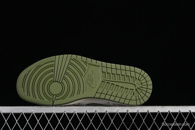 Nike Air Jordan 1 Low AJ1 Gucci Collaboration - Beige Green Knit High-End Custom Retro Basketball Shoes - DM5688-103