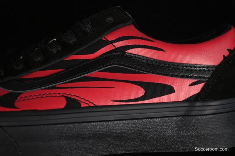 Vans Knu Skool High Street American Retro Canvas Skate Shoes in Black Red - VN0009BCRTU