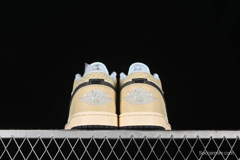 Nike Air Jordan 1 Low "Coconut Milk Black" Casual Basketball Shoes with Team Gold Accents - HQ3437-101