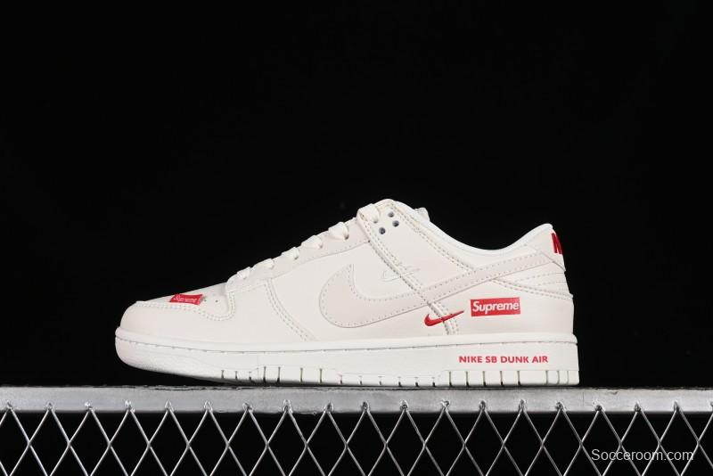 Nike SB Dunk Low Supreme Collaboration - Off-White Swoosh Anniversary High-End Custom Low-Top Casual Skate Shoes - SJ2068-267