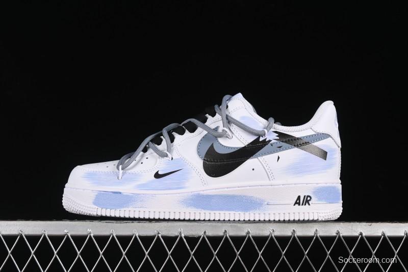 Nike Air Force 1 '07 Low Anime Theme Purple-Blue Spray Custom Casual Sneakers - ZH0316-029