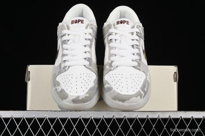 Nike SB Dunk Low Bape Collaboration - Crystal Camouflage Anniversary Custom Low-Top Casual Skate Shoes - JH8040-941