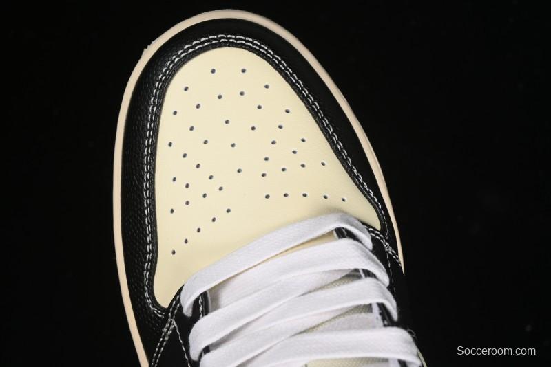 Nike Air Jordan 1 Low "Coconut Milk Black" Casual Basketball Shoes with Team Gold Accents - HQ3437-101