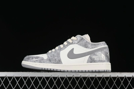 Nike Air Jordan 1 Low AJ1 The North Face Collaboration - Rock Gray High-End Custom Retro Basketball Shoes DC2024-023