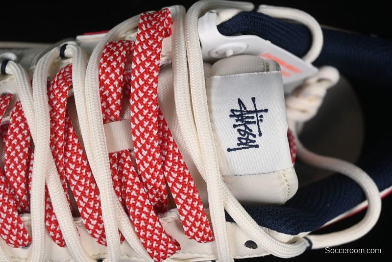 Nike Air Force 1 '07 Low Stussy Collaboration - Off White Red Lace-Up Low-Top Casual Sneakers - SJ1198-300