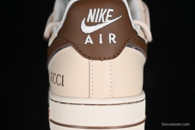 Nike Air Force 1 '07 Low Gucci Collaboration - Brown Coffee Drawstring Low-Top Casual Sneakers - SJ1198-400