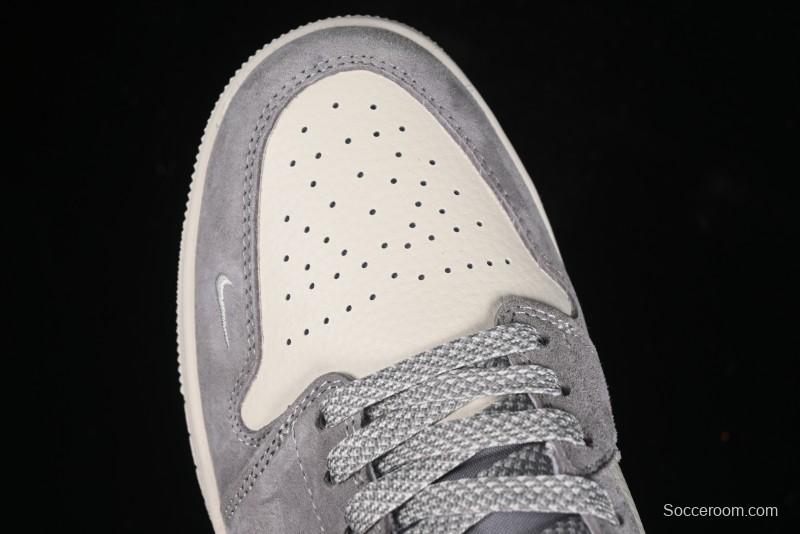 Nike Air Jordan 1 Low Stussy Collaboration - Light Bone Grey Dual-Tone Premium Custom Retro Basketball Shoes - SJ9950-045