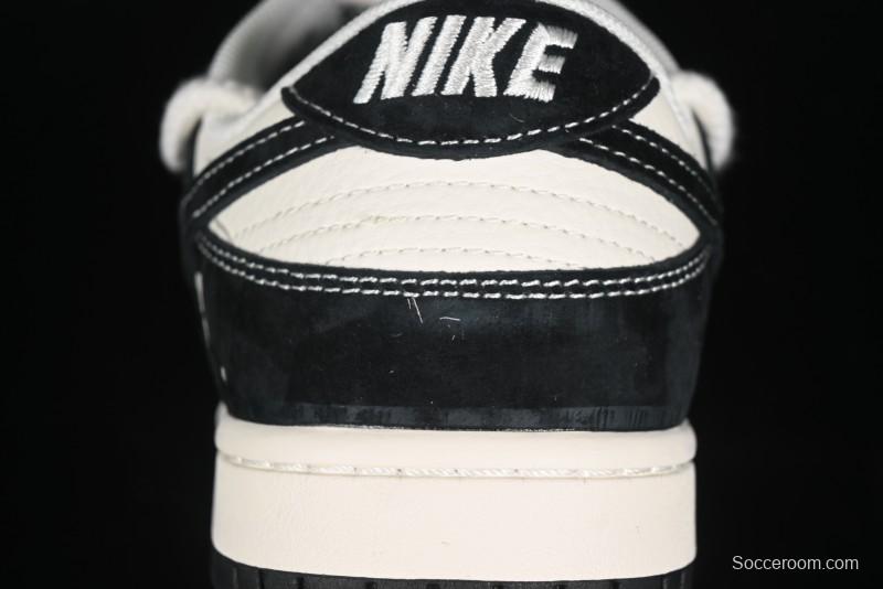 Nike SB Dunk Low Violent Bear Series - Lace-Up Beige with Black Swoosh Anniversary High-End Customized Low-Top Casual Skate Shoes - SJ2068-290