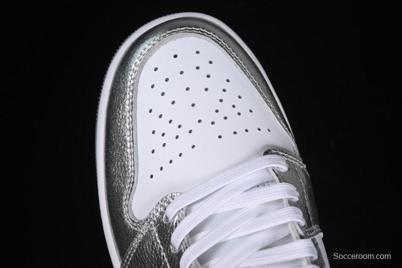Nike Air Jordan 1 Mid Basketball Shoes Silver White - FN5031-100
