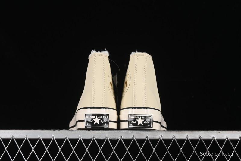 Converse Chuck 1970s Winter Waterproof Leather High-Top Sneakers with Gold Eyelets and Fleece Lining - A12443C