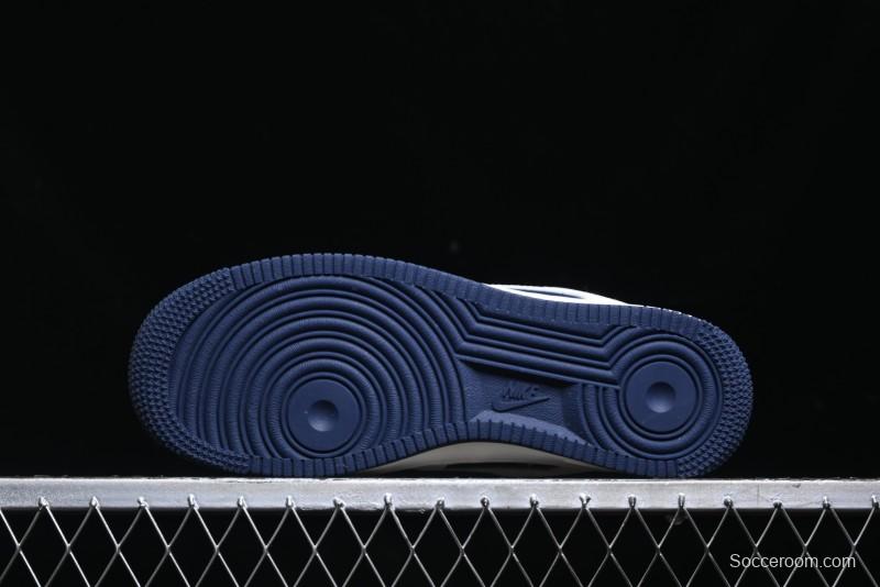 Nike Air Force 1 '07 Low Burberry Collaboration - Off White Navy Blue Patchwork Low Top Casual Sneakers BB8588-222